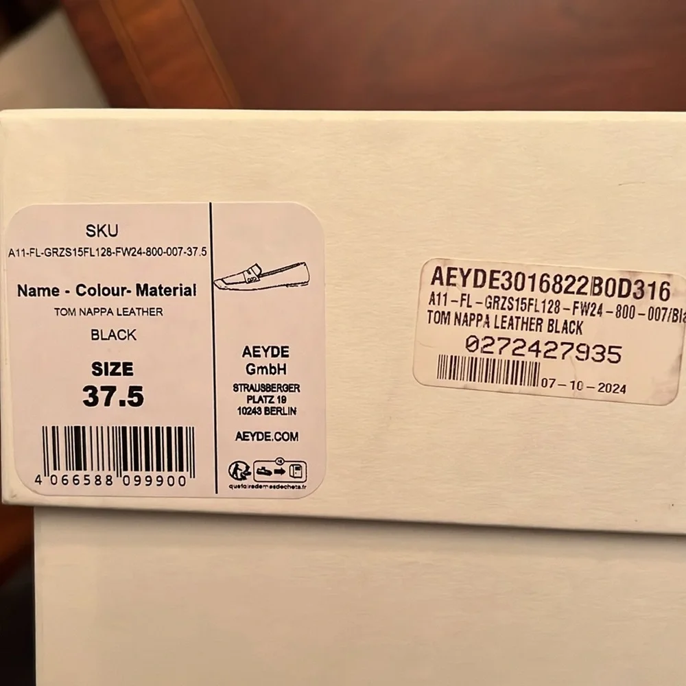 NIB Aeyde Tom Square Toe Calf Leather Black Penny Loafer - Picture 10 of 14